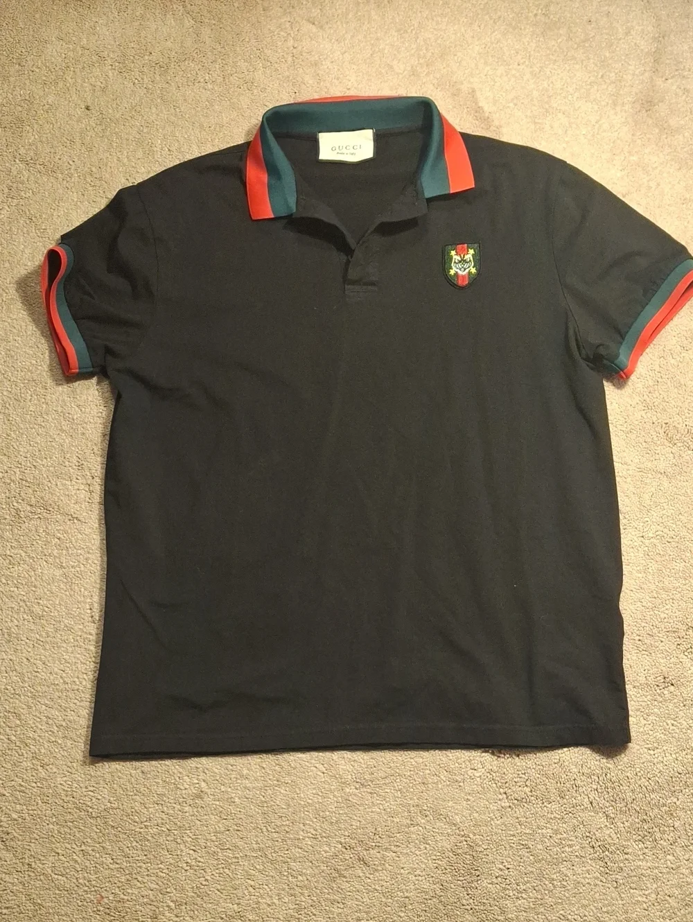 Gucci Black Polo with Red and Green Trim